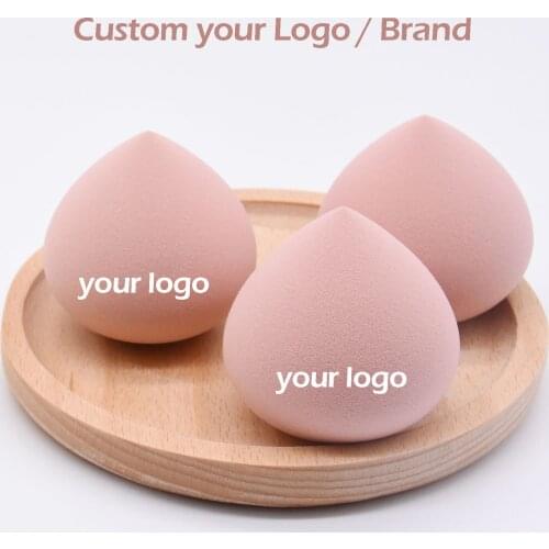 50pcs Custom Logo Brand New Cherry Peach Soft Sponge Foundation Cosmetic Puff Wet Dry Use Beauty Makeup High Elastic Powder Tool
