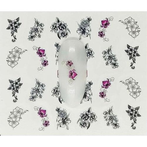 Optional Different Colors Flower Fashionable Nail Art Decor Water Transfers Nail Sticker for Ladies Decals B21