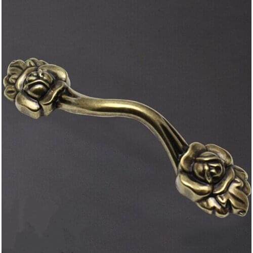 Bronze 96MM pull Rose kitchen cabinet Handle Drawer Knobs Antique Zinc Alloy Dresser Cupboard Furniture Handles Pulls Knobs