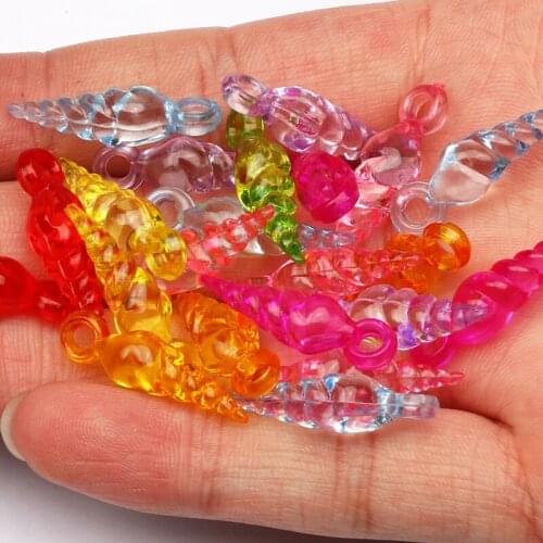 25x7mm Color Mixed Conch Shape Transparent Acrylic Beads 30pcs/lot Loose Spacer Beads For Jewelry Making Diy Accessories
