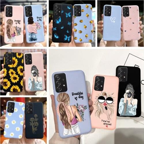 For Samsung A72 Case Cuty Girls Sunflowes Patterned Soft Protected Phone Case For Samsung Galaxy A72 A 72 A725F Cover 6.7" Coque