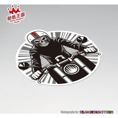 Skull Cafe Racer Old School Ride Ace Bobber Sticker Helmet Motorcycle Auto Decals Stickers Motorbike Waterproof 24