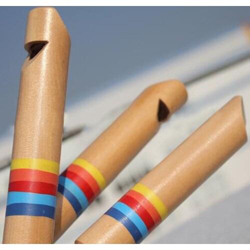 Baby Toys Pull Wooden Flute Whistle Diacritical Piccolo Log Color Wooden Childrens Educational Musical Instrument Toys