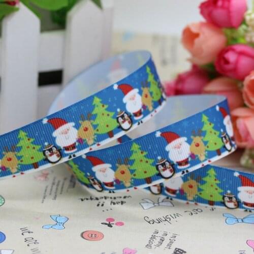 DHK 7/8'' 5yards christmas printed grosgrain ribbon hair bow diy party decoration OEM Wholesale 22mm E892