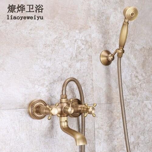 European Antique Shower Faucet Copper Mixing Hot and Cold Mixed Bath Shower Bath Bathroom Bathroom Faucet