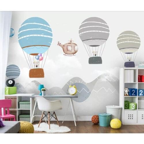 Modern Nordic Geometric Mountain Wall Mural Wallper Contact Paper Children Room 3d Photo Wallpaper Hot Air Balloon Murals