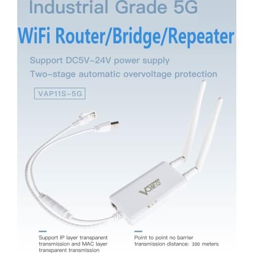VONETS VAP11S-5G 900Mbps Wireless Bridge Portable Repeater WiFi to Ethernet RJ45 Antenna for Camera Monitor Drone Access Point