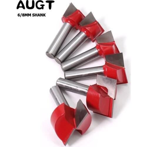 AUGT 6/8mm Shank Cleaning Bottom Router Bits Diameter Carbide Cutters For Wood Milling Cutter Woodworking Surface Planing Router