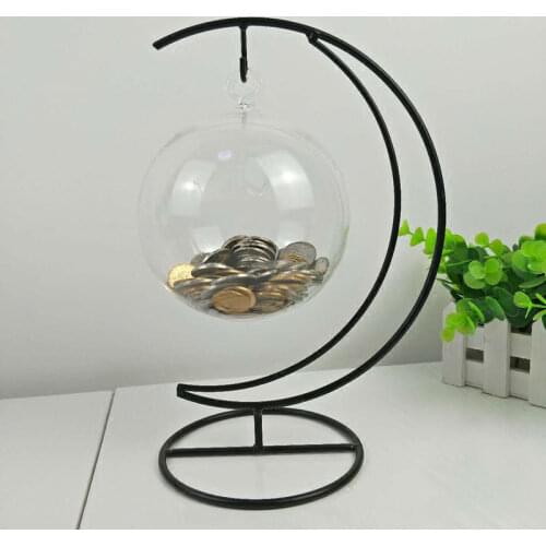 23-33cm Clear Glass Pumpkin Balls Piggy Bank Saving Money Coin Box Home Bedroom Decoration Creative Gift for Children