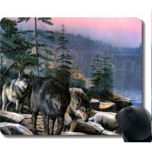 Mouse Pad Non-Skid Natural Rubber Rectangle Mouse Pads,Animal wolf navy Gaming Mousepad Mat