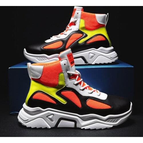 Brand New High Top Running Shoes For Men Breathable Platform Outdoor Fitness Trainer Sport Shoes Stylish Colorful Male Sneakers