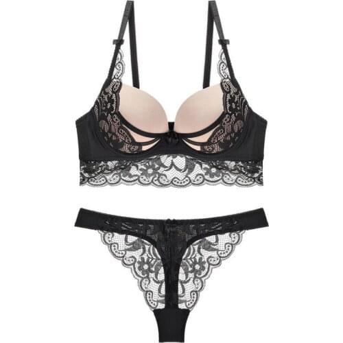 Summer Female Deep V Bra Sexy Lace Push Up Sexy Bra Sets Suit For Women