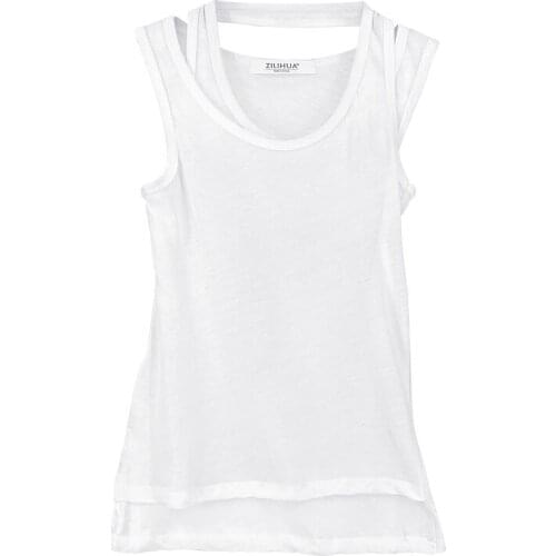 2021 summer hot new niche design ~ breathable, comfortable, thin and good to wear fake two-piece halter camisole top