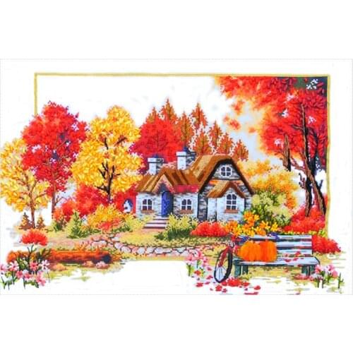 3D summer Autumn season Ribbon embroidery kit with needle canvas paint handcraft stain DIY handmade needlework multi picture