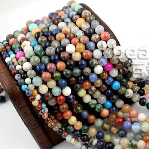 Hot selling 4mm 6mm 8mm Mix Loose Precious Natural Round ball Garment Stone Beads for DIY fashion Jewelry Findings