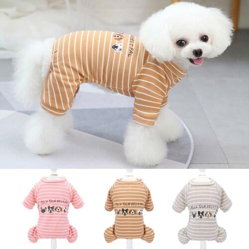 Cute Pet Dog Jumpsuit Puppy Cat Warm Winter Clothes Soft Dog Striped Shirt Clothing Coat For Chihuahua Small Medium Dogs S-2XL