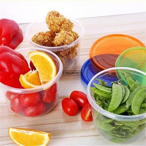200pcs Disposable Paper Bowl Fruit Salad Fast Food Box Package Takeaway Food Storage Package With Plastic Lid