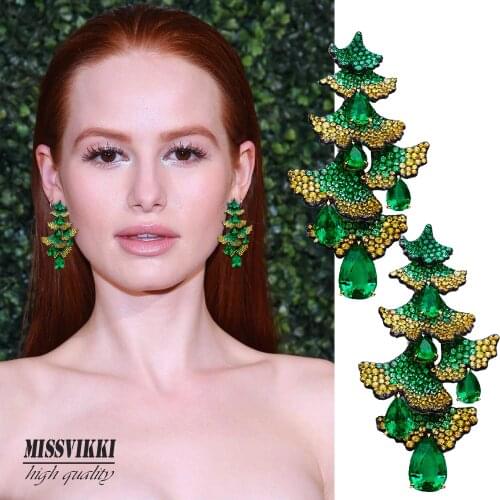 Missvikki Luxury Personality Noble Green Pendant Shiny Earrings Jewelry Female Decoration Drop Earring boucle d'oreille New
