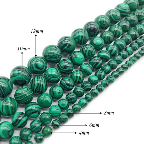 Natural Stone Chrysocolla Green malachite Round Beads 4 6 8 10 12 14MM Fit DIY Bead For Jewelry Making Accessories J151