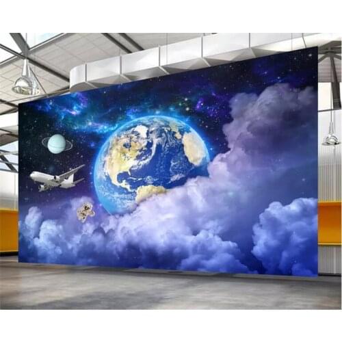 Home Improvement 3D Wallpaper for Walls 3d Decorative Vinyl Wall Paper Modern Star Earth Galactic Planet wallpapers