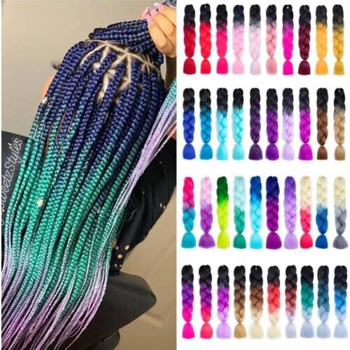 Single Ombre Color Synthetic Hair Extension Crochet Twist High Temperature Fiber Jumbo Braiding Kanekalon Hair 100g 24 Inch