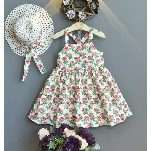 2-6 Years High Quality Summer Girl Dress 2021 New Floral Cotton Solid Draped Ruched Kid Children Clothing Girl Princess Dresses