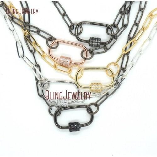 Oval Lock Necklace Rose Gold Silver Gun black Carabiner Lock Necklace Lock Screw Clasp Necklace NM29632
