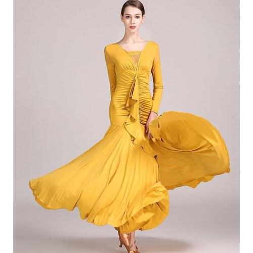 Waltz dress rumba standard smooth dance dresses Standard dress Ballroom dance competition dress yellow green purple
