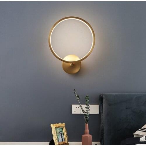 Mingyu Simple Designer Creative Personality Bedroom Bedside Copper Circle Nordic Living Room Background Wall Corridor Lamp