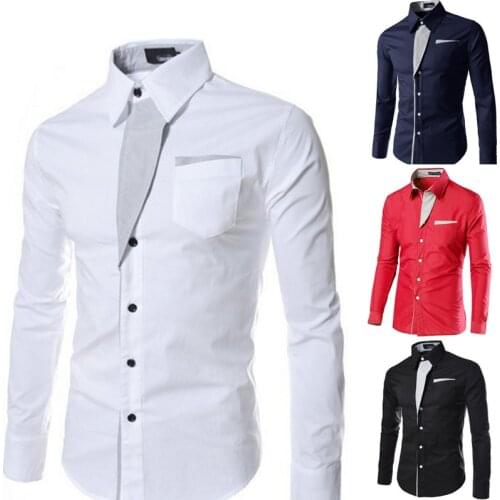 Fashion Men Casual Shirts Plus Size 3XL Spring Autumn Slim Fit Long Sleeve Shirt Man Male White Shirt Tops Mens Clothing