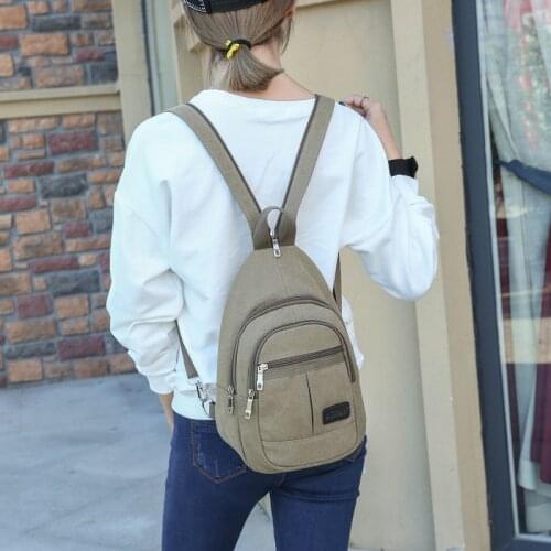 Womens backpack korean style canvas backpack men small double-sided chest bag ladies fashion travel backpack PT1135
