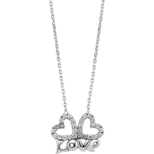 Silver Love Printed Heart Lady Necklace