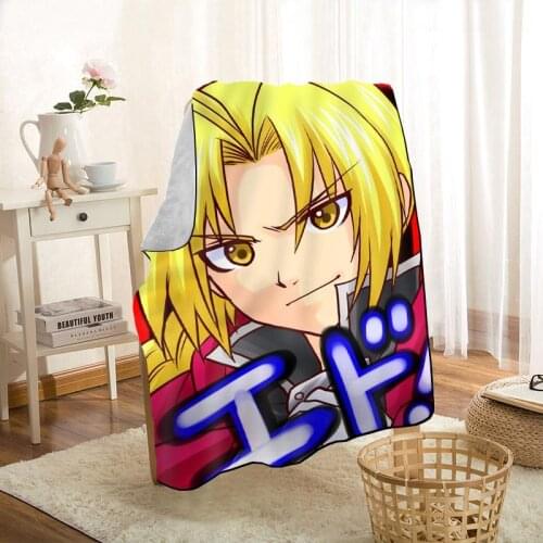 Modern Popular Edward Elric Japan Anime Blanket On For The Sofa/Bed/Car Portable 3D Blanket For Kid Home Textile Fabric 0629