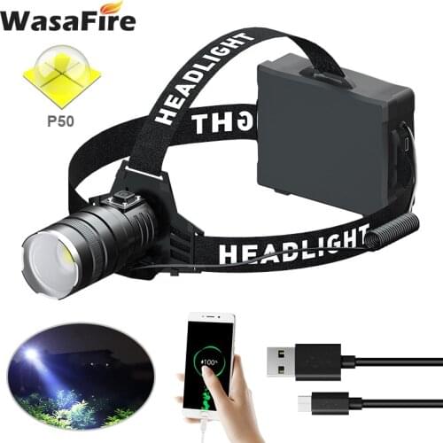 Super Bright XHP50 LED Headlight 5000LM Powerful Headlamp USB Rechargeable Head Lamp Hunting Camping 18650 Zoom Head Torch