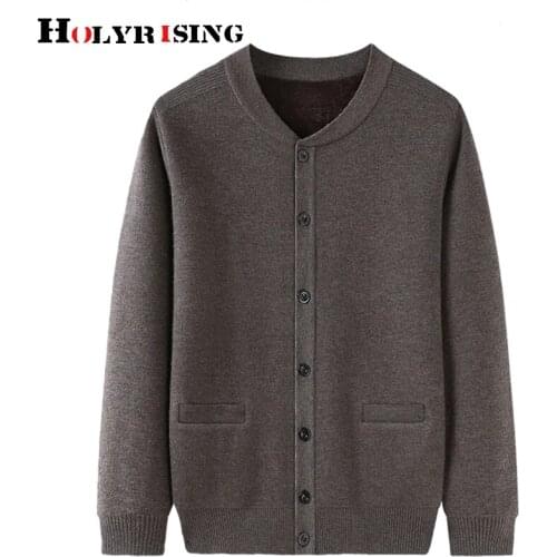 Winter men sweater thicken cardigan warm long sleeve button knitted sweaters solid pocket male o-veck soft outwear size 4xl19668