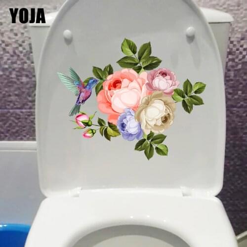 YOJA 23.8X19.6CM Beautiful Flowering Bird Living Room Decor Wall Decals Classic Bathroom Toilet Sticker T1-1995