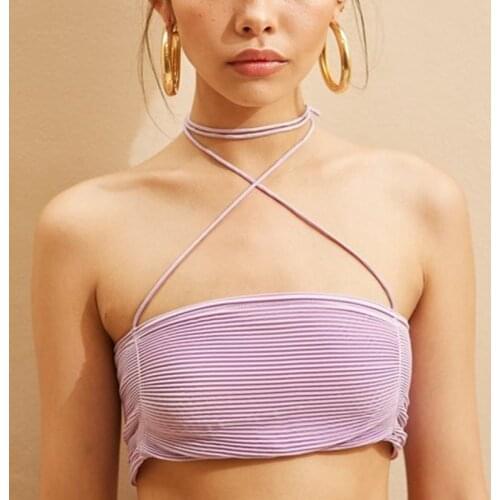 2021 Summer Womens Sexy Crop Cami Tops Sleeveless Spaghetti Strap Solid Color Pleated Bandeau Camisole