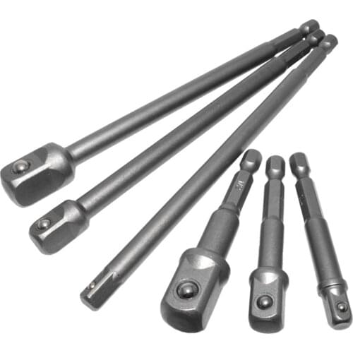 1set 1/4" 3/8" 1/2" Chrome Vanadium Steel Socket Adapter Hex Shank to Extension Drill Bits Bar Hex Bit Set Power Tools