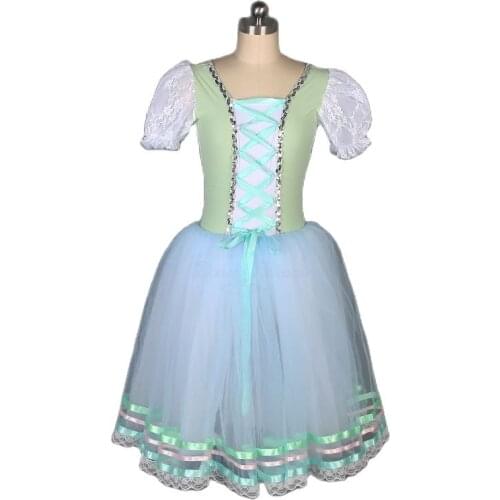 Soft Tulle Romantic Tutus for Girls and Women White Lace Short Sleeve Ballet Dance Tutu Costume Ballerina Dancing Dress 18434