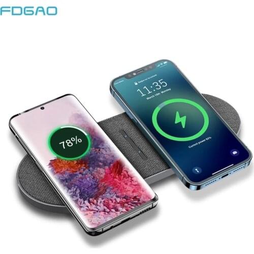 30W 2 in 1 Dual Qi Wireless Charger for Samsung S21 S20 S10 Double Fast Charging Pad for IPhone 12 11 Pro XS XR X 8 Airpods Pro