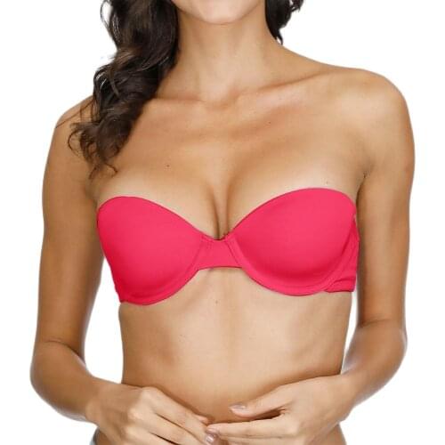 2021 Melansheng Underwire Push Up Strapless Bra Invisible Tube Bra Multi-Way Boost Bra Without Straps Convertible Bra 75B 80B C