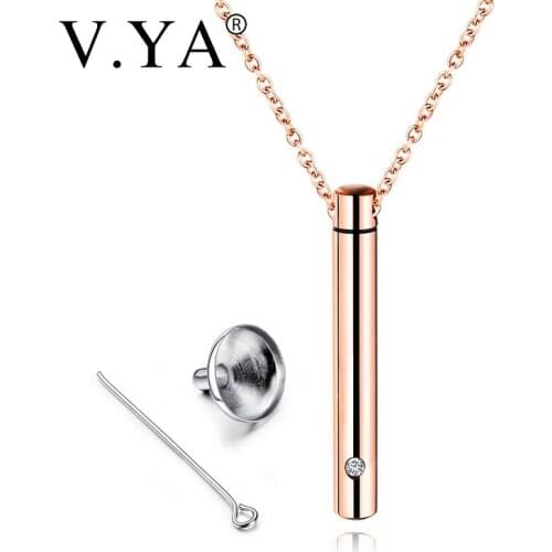 V.YA Titanium Steel Cylindrical Necklaces Creative Stainless Steel Necklace Commemorative Open Perfume Bottle Pendant Jewelry