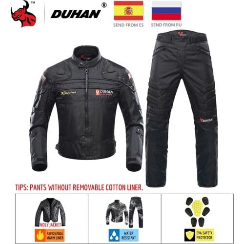 DUHAN Windproof Motorcycle Racing Suit Protective Gear Armor Motorcycle Jacket+Motorcycle Pants Hip Protector Moto Clothing Set