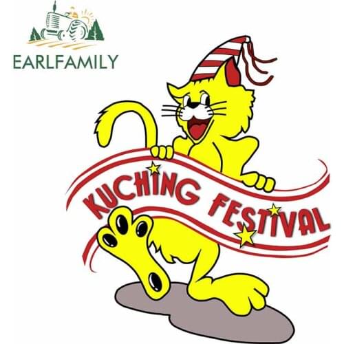 EARLFAMILY 13cm x 11.1cm For Kuching Festival Fine Decal DIY Car Stickers 3D Vinyl Material Waterproof For JDM SUV RV Decor