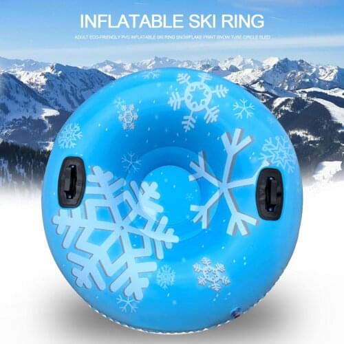 Adult Eco-friendly PVC Inflatable Ski Ring Snowflake Print Snow Tube Circle Sled