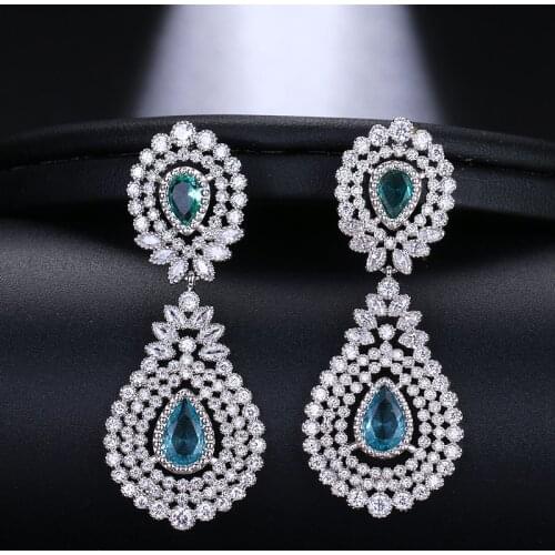 EMMAYA Brilliant Bridal Waterdrop Cubic Zirconia Earings Big Luxury Crystal For Elegant Women Wedding Jewelry Gift