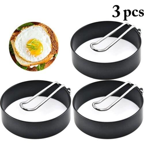 Kapmore 3pcs/set Egg Rings Iron Non-Stick Ergonomic Handle Egg Mold Cooking Ring Pancake Ring Egg Tools For Home Cooking