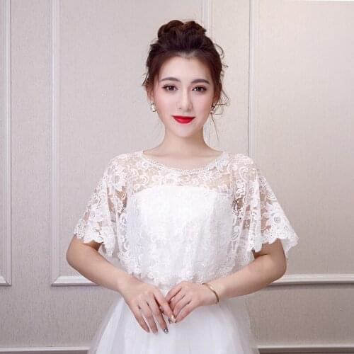 Beautiful Lace Cap Sleeves Wedding Appliques Bridal Bolero Jacket Front Short Back Long Lace Women Formal Wear Wrap