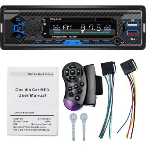 50% Hot Sell 7812 Car MP3 Player Dual USB Quick Charging Card U Disk Reading Bluetooth Radio Player for Vehicles