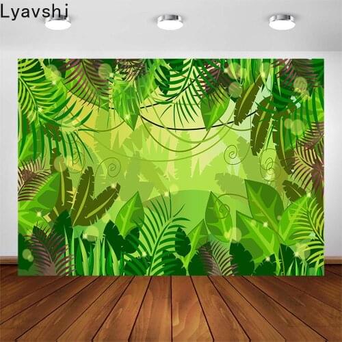 Lyavshi Jungle Safari Birthday Forest Background Party Baby Shower Decoration Spring Tropical Leaf Photography Background